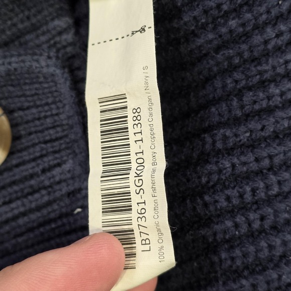 Quince Sweater Womens Small Navy 100% Organic Cotton Boxy Cropped Cardigan Knit - Picture 11 of 14